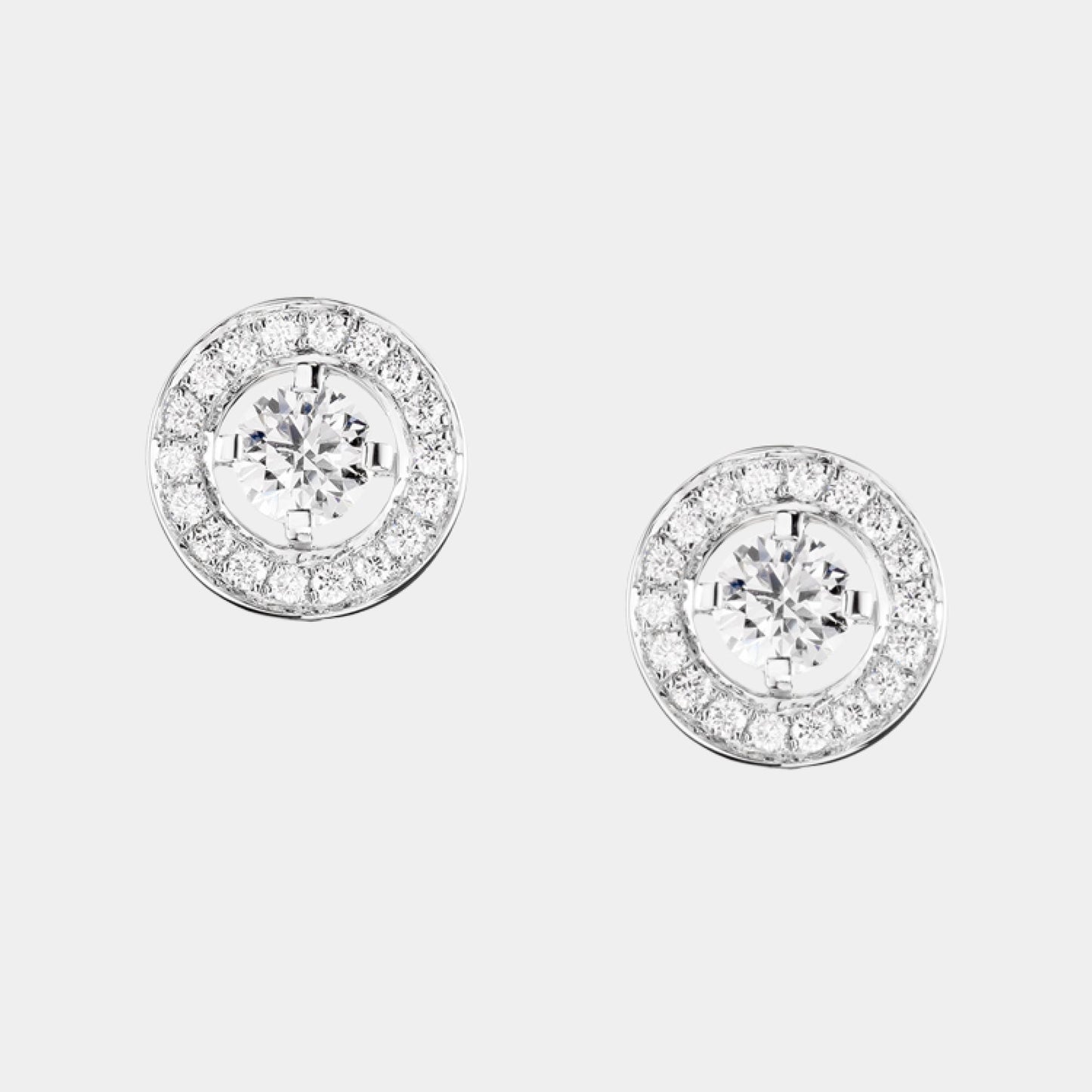 diamond double uneven bar stud earrings