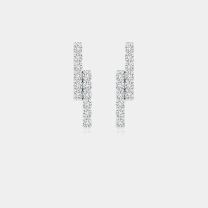 DIAMOND DOUBLE UNEVEN BAR STUD EARRINGS