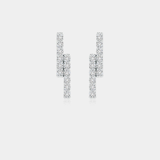 DIAMOND DOUBLE UNEVEN BAR STUD EARRINGS